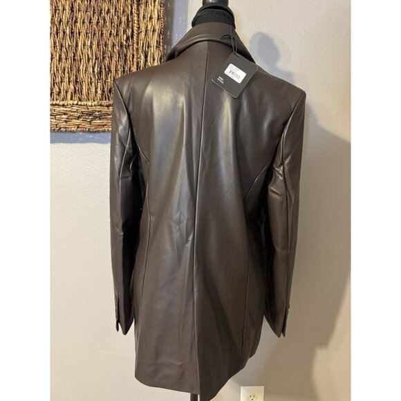 NOIR Suit Jacket Blazer M Medium Dark Chocolate Brown Vegan Leather NEW - Picture 9 of 14